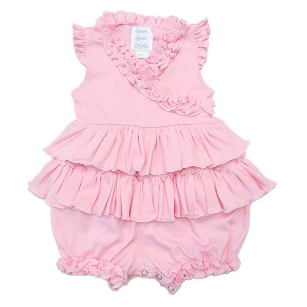 NEW LEMON LOVES LAYETTE newborn and baby girls' lotus romper in pink